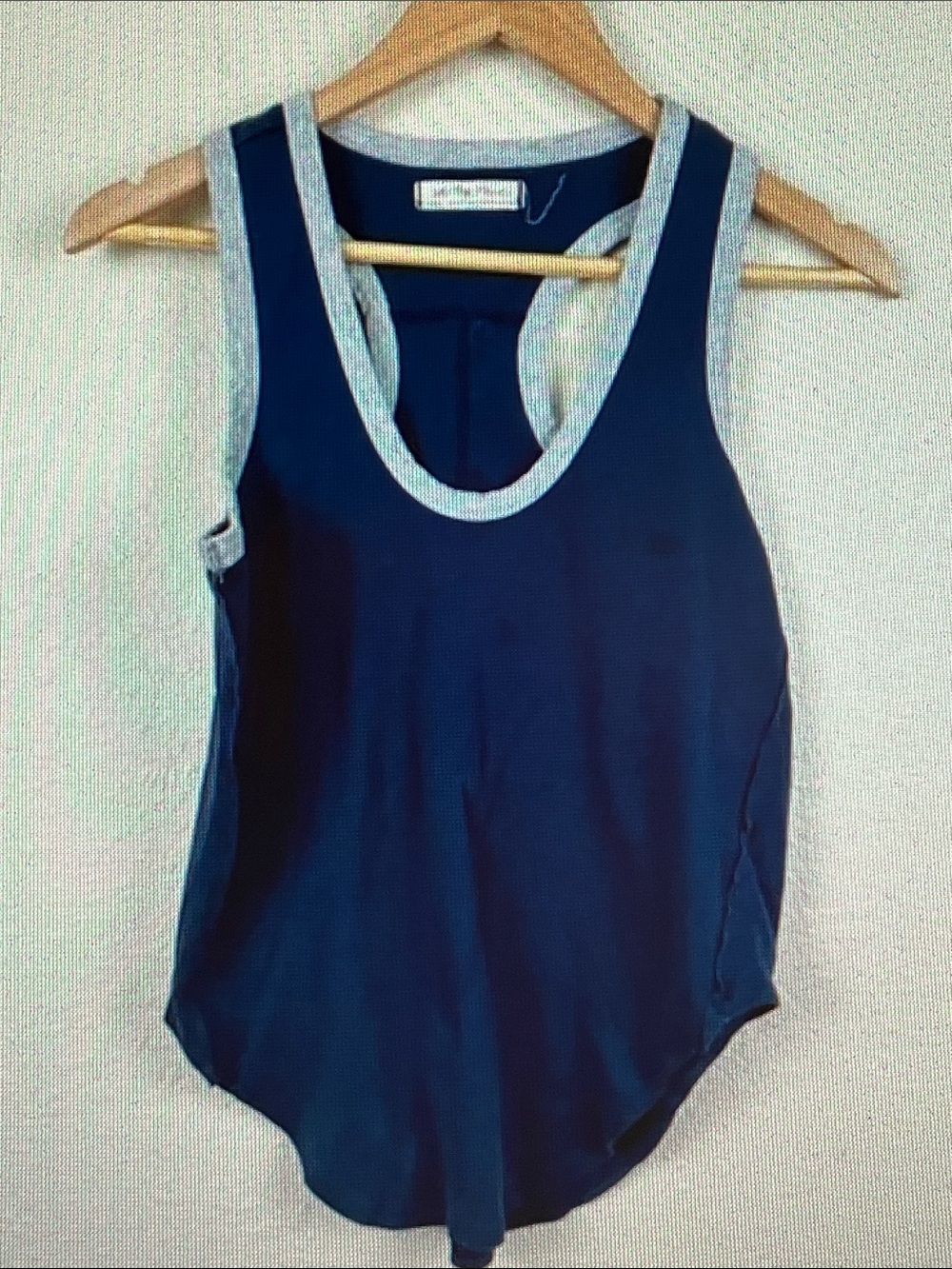 Free People Navy Tank with Light Gray Trim
